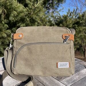 Travelon Heritage Crossbody Bag Sage Green RFID Theft Protection Canvas Suede